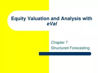 Equity Valuation and Analysis with eVal