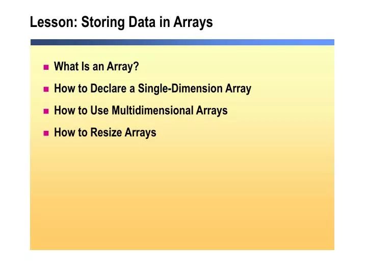 lesson storing data in arrays