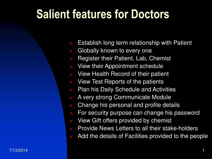 salient features for doctors