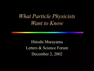 What Particle Physicists Want to Know