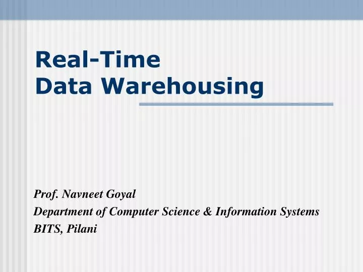 real time data warehousing
