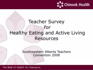 Teacher Survey for Healthy Eating and Active Living Resources