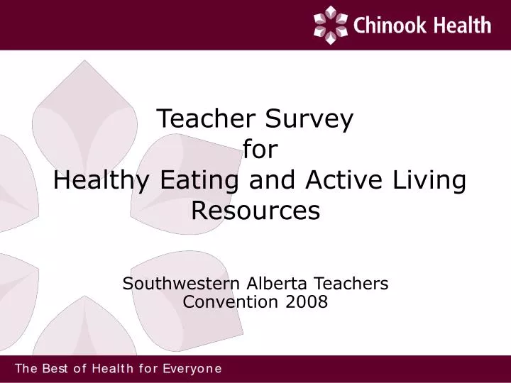 teacher survey for healthy eating and active living resources