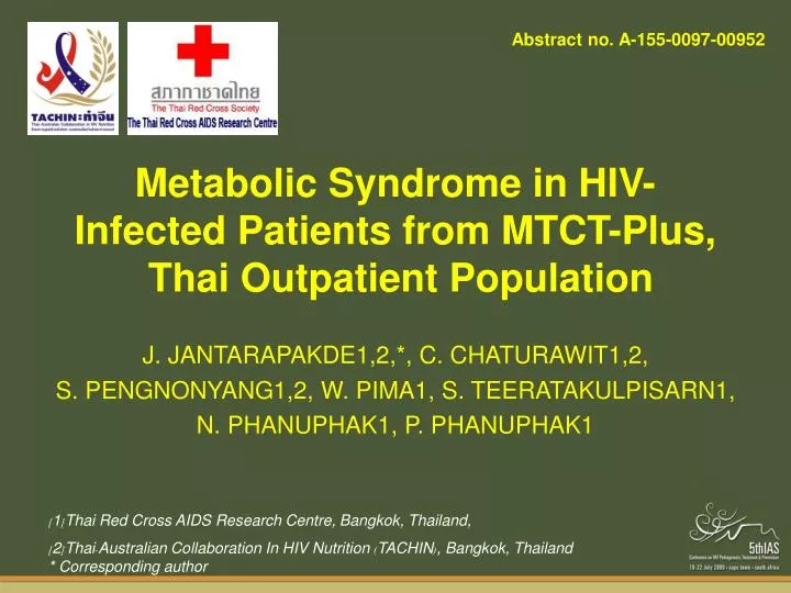 metabolic syndrome in hiv infected patients from mtct plus thai outpatient population