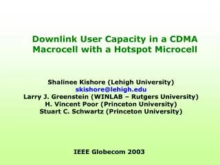 Downlink User Capacity in a CDMA Macrocell with a Hotspot Microcell