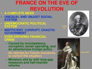 FRANCE ON THE EVE OF REVOLUTION