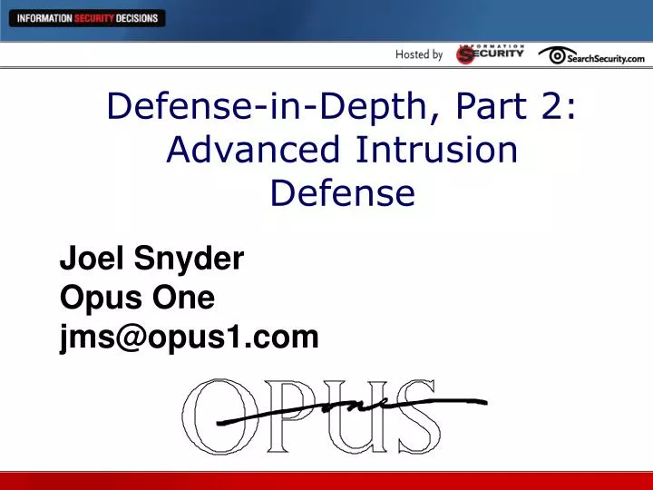 defense in depth part 2 advanced intrusion defense