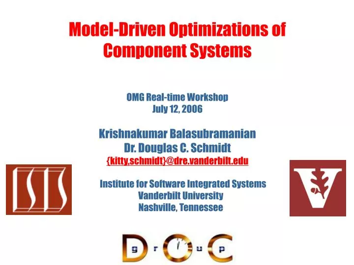 model driven optimizations of component systems