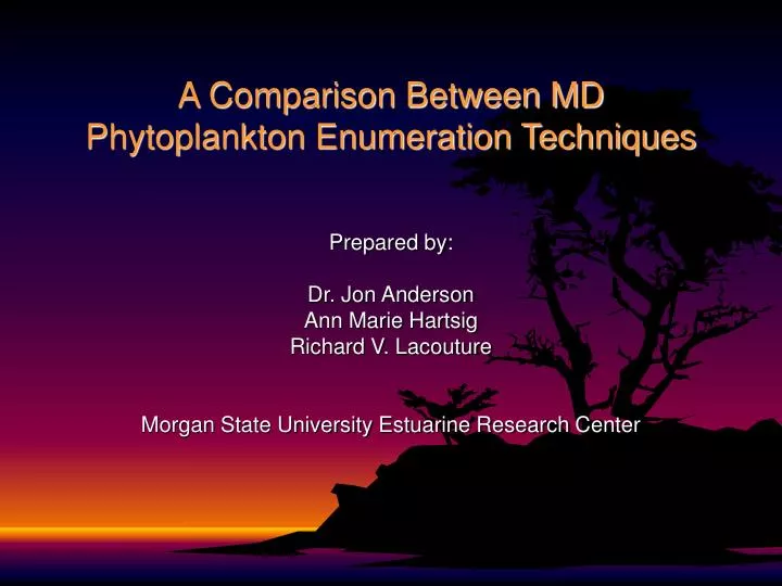 a comparison between md phytoplankton enumeration techniques