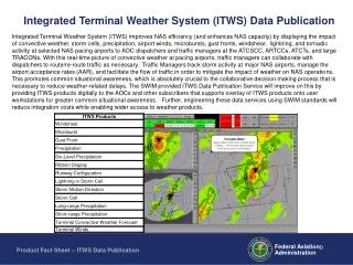Integrated Terminal Weather System (ITWS) Data Publication