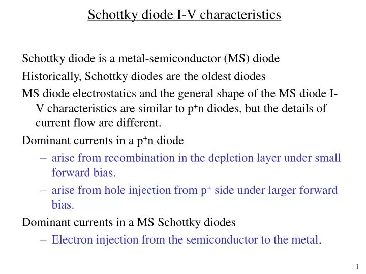 schottky diode i v characteristics