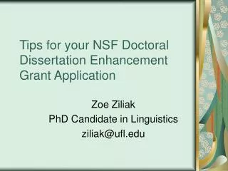 Tips for your NSF Doctoral Dissertation Enhancement Grant Application