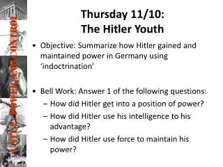 Thursday 11/10: The Hitler Youth