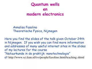 Quantum wells en modern electronics