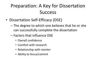 Preparation: A Key for Dissertation Success