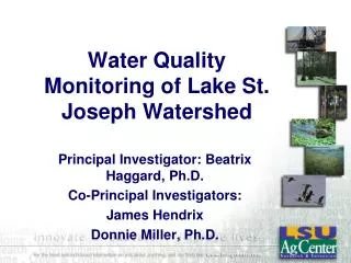 Water Quality Monitoring of Lake St. Joseph Watershed