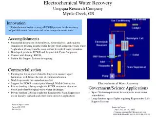 Electrochemical Water Recovery Umpqua Research Company Myrtle Creek, OR