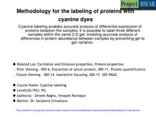 Methodology for the labeling of proteins with cyanine dyes