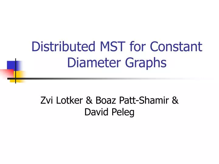 distributed mst for constant diameter graphs