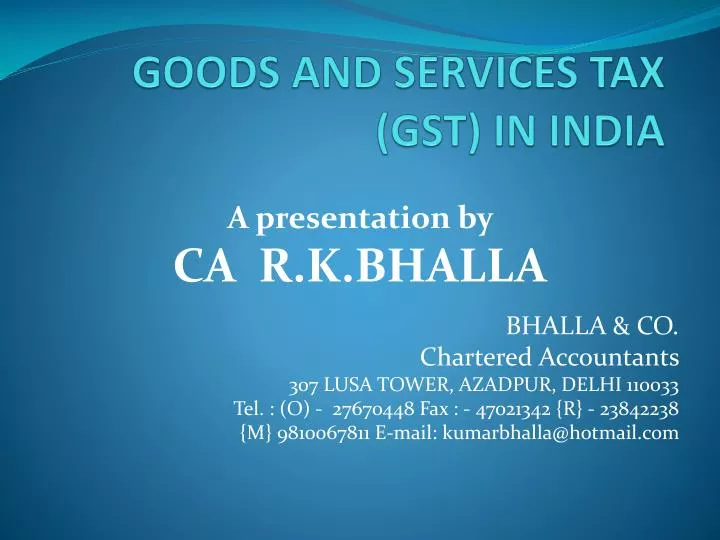 goods and services tax gst in india