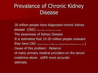 Prevalance of Chronic Kidney Disease