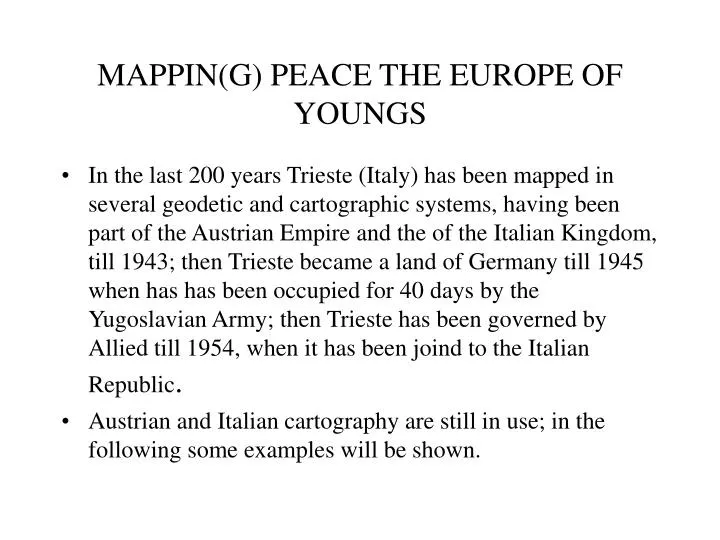 mappin g peace the europe of youngs