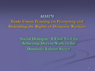 A155170 Trade Union Training on Promoting and Defending the Rights of Domestic Workers