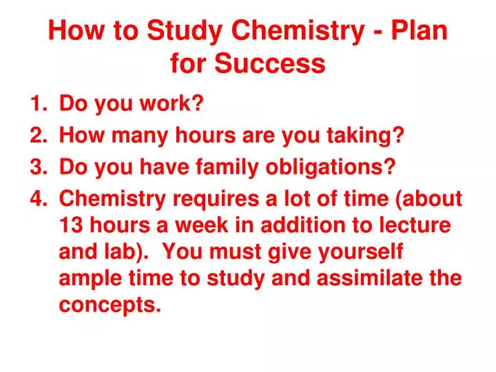 how to study chemistry plan for success
