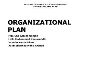 ORGANIZATIONAL PLAN