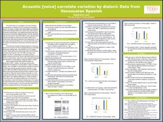 Acoustic [voice] correlate variation by dialect: Data from Venezuelan Spanish Stephanie Lain The University of Texas at