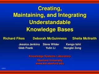 Creating , Maintaining , and Integrating Understandable Knowledge Bases Richard Fikes	Deborah McGuinness	Sheila McIlrai