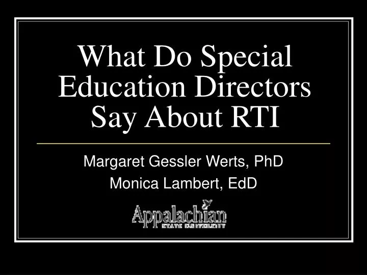what do special education directors say about rti