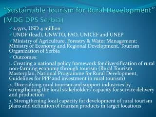 “Sustainable Tourism for Rural Development” (MDG DPS Serbia)