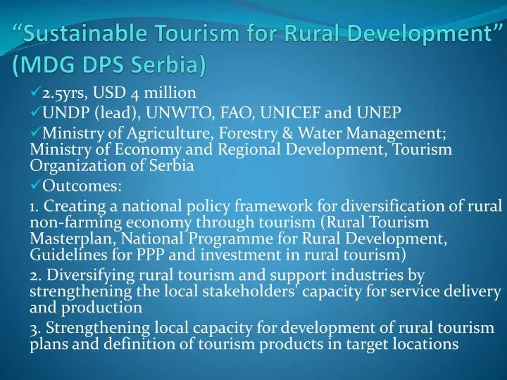 sustainable tourism for rural development mdg dps serbia
