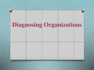 Diagnosing Organizations