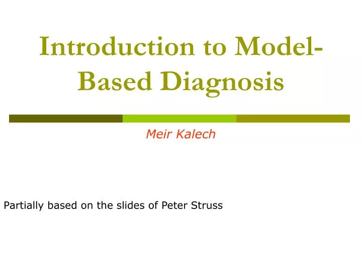 introduction to model based diagnosis