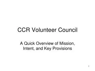CCR Volunteer Council