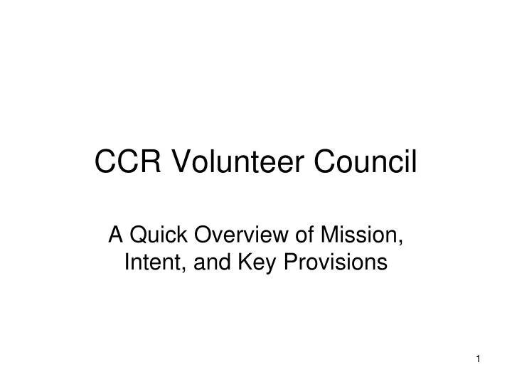 ccr volunteer council