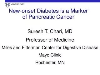New-onset Diabetes is a Marker of Pancreatic Cancer