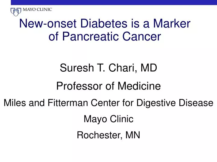 new onset diabetes is a marker of pancreatic cancer