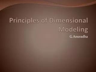 Principles of Dimensional Modeling