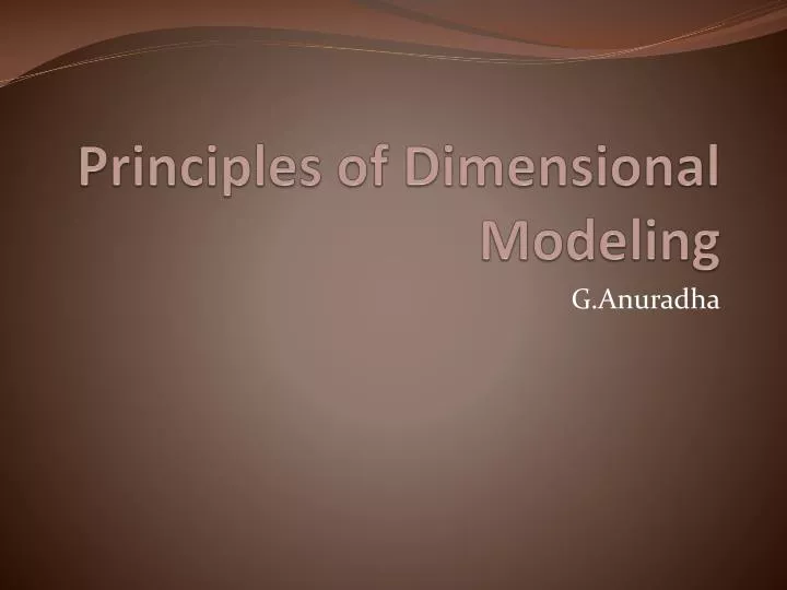 principles of dimensional modeling