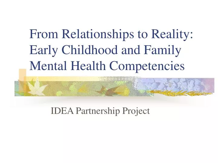 from relationships to reality early childhood and family mental health competencies