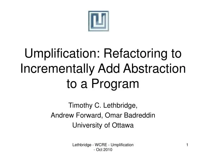 umplification refactoring to incrementally add abstraction to a program