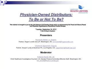 Physician-Owned Distributors: