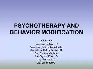 PSYCHOTHERAPY AND BEHAVIOR MODIFICATION