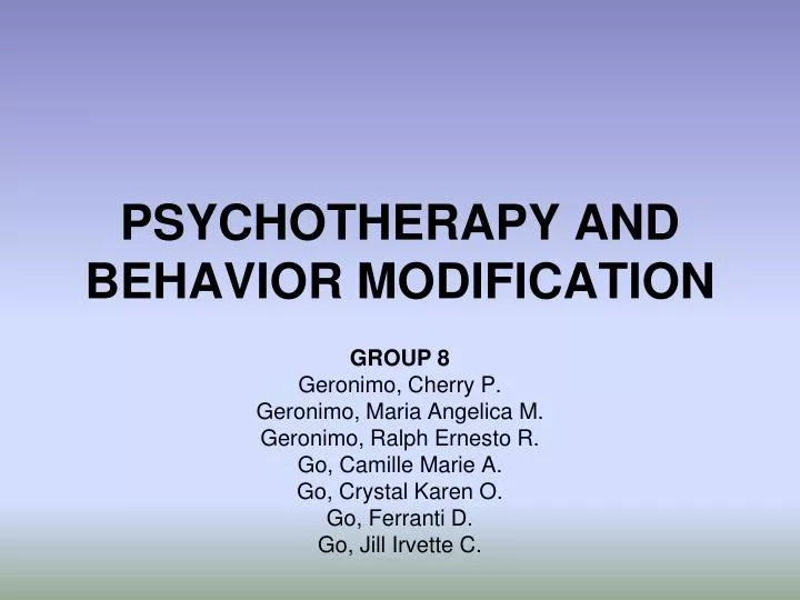 psychotherapy and behavior modification