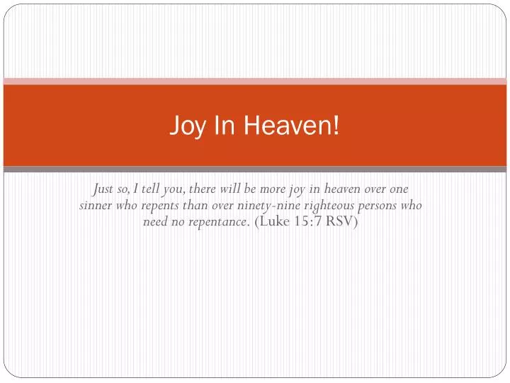 joy in heaven