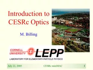 Introduction to CESRc Optics