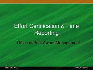 Effort Certification &amp; Time Reporting